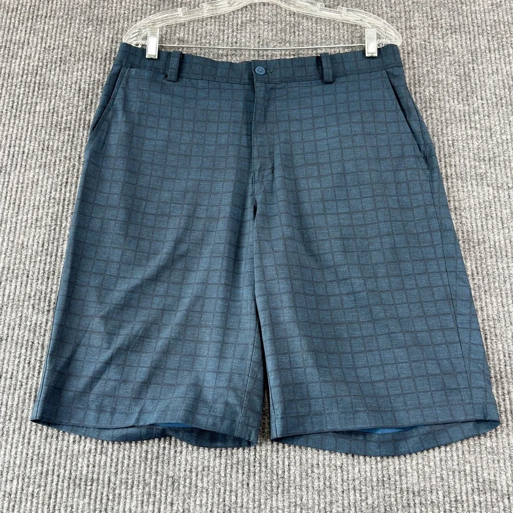 Nike Golf Shorts‎ Mens 32 Blue Check Dri-Fit Stretch Tour Performance Athletic